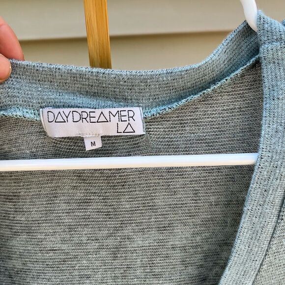 DAYDREAMER Teal Button up Cardigan soft comfy elbow pad lightweight stretchy - Picture 2 of 6